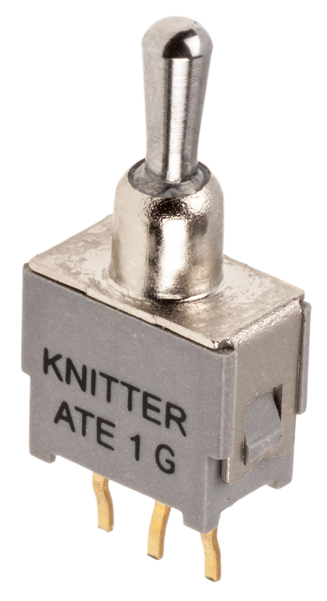 KNITTER-SWITCH Toggle Switch, PCB Mount, On-Off-On, SPDT, Solder Terminal, 48 V dc, 48 V ac