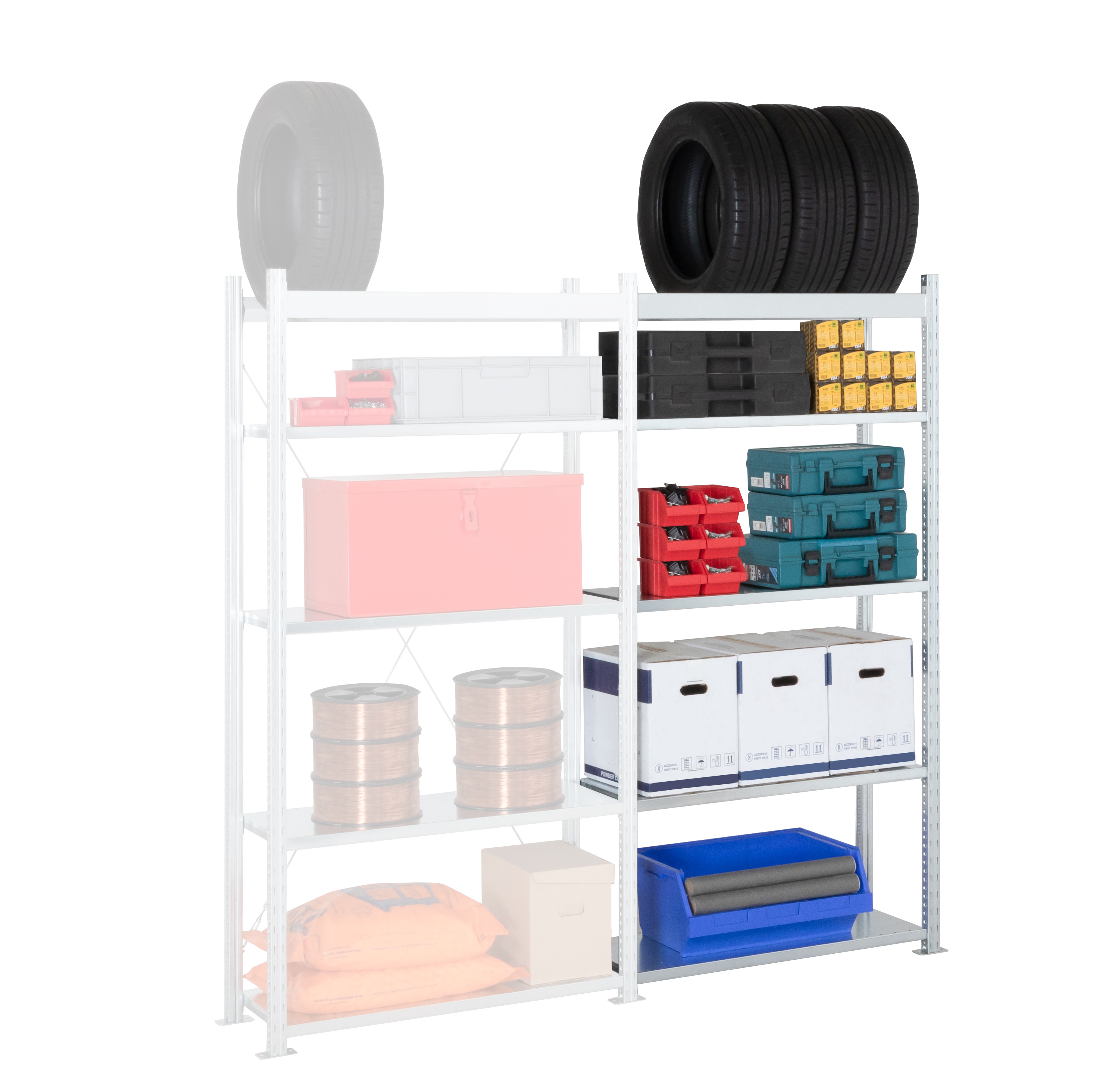 Manorga Black RAL 7040 4 Shelf Sheet Steel Galvanised Shelving System, 2000 mm x 1000mm, 3000 kg Load