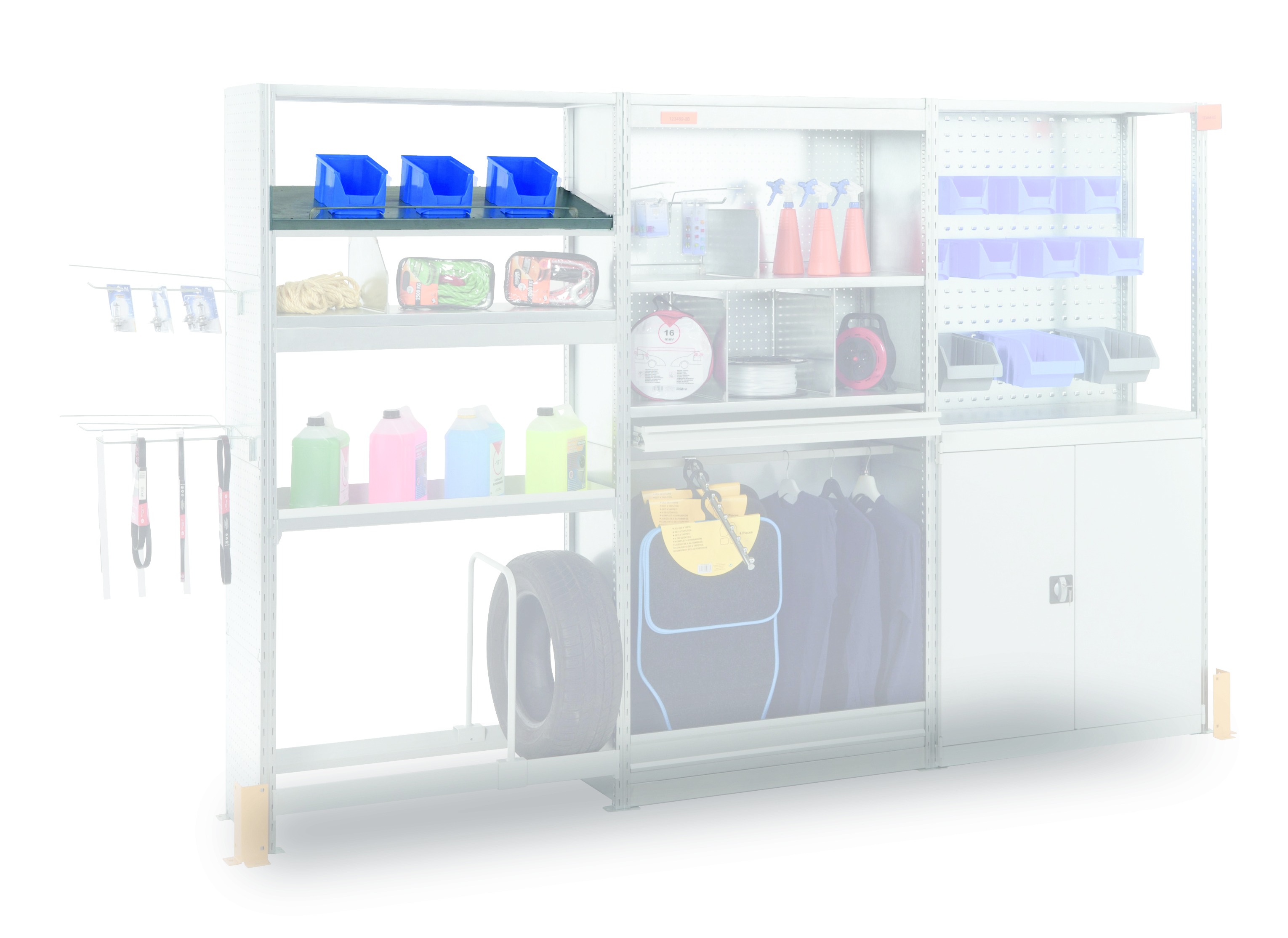 Manorga Black RAL 7040 4 Shelf Sheet Steel Galvanised Shelving System, 3000 kg Load