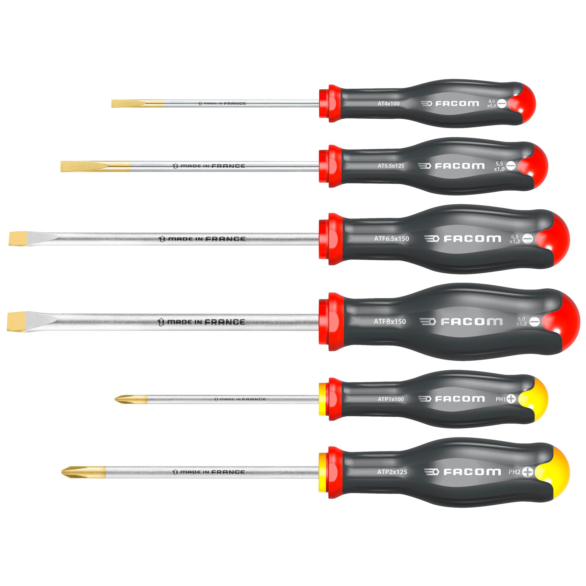 Facom Phillips, Slotted Standard Screwdriver Set, 6-Piece