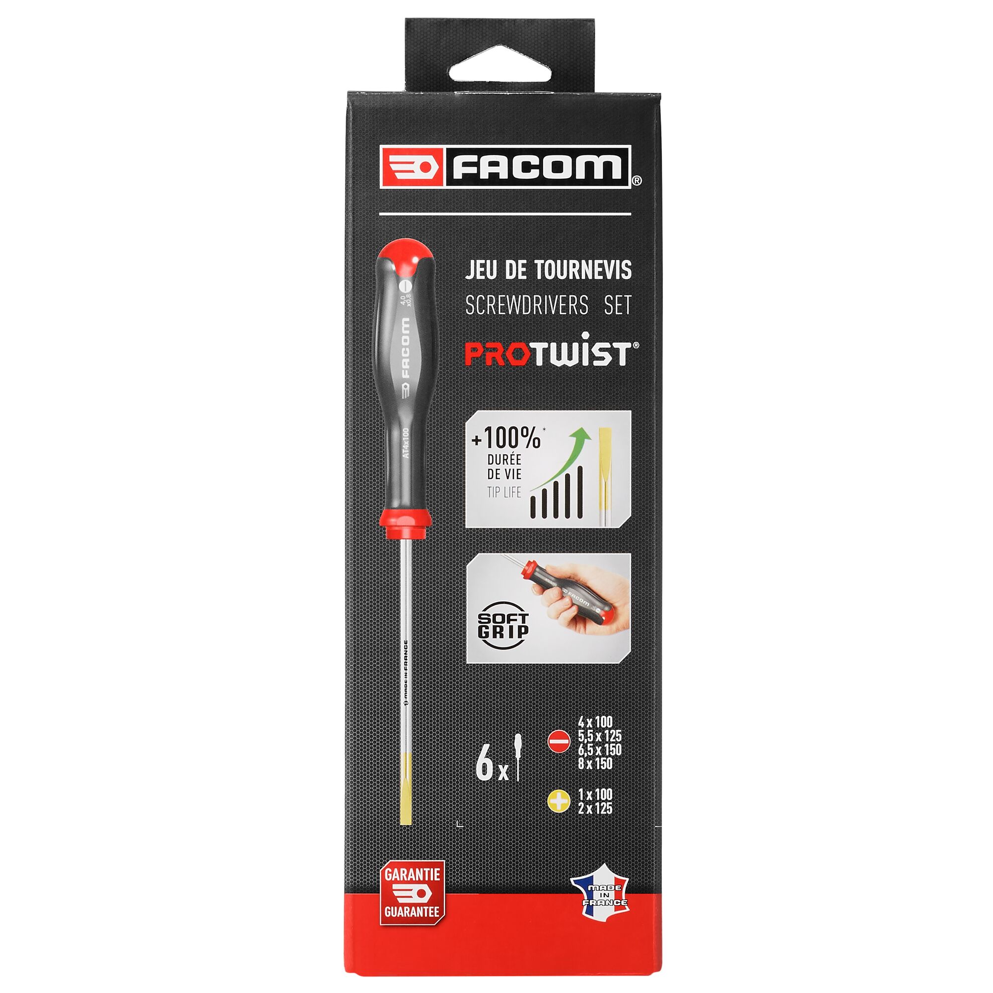 atpj6pb Facom Phillips, Slotted Standard Screwdriver Set, 6-Piece