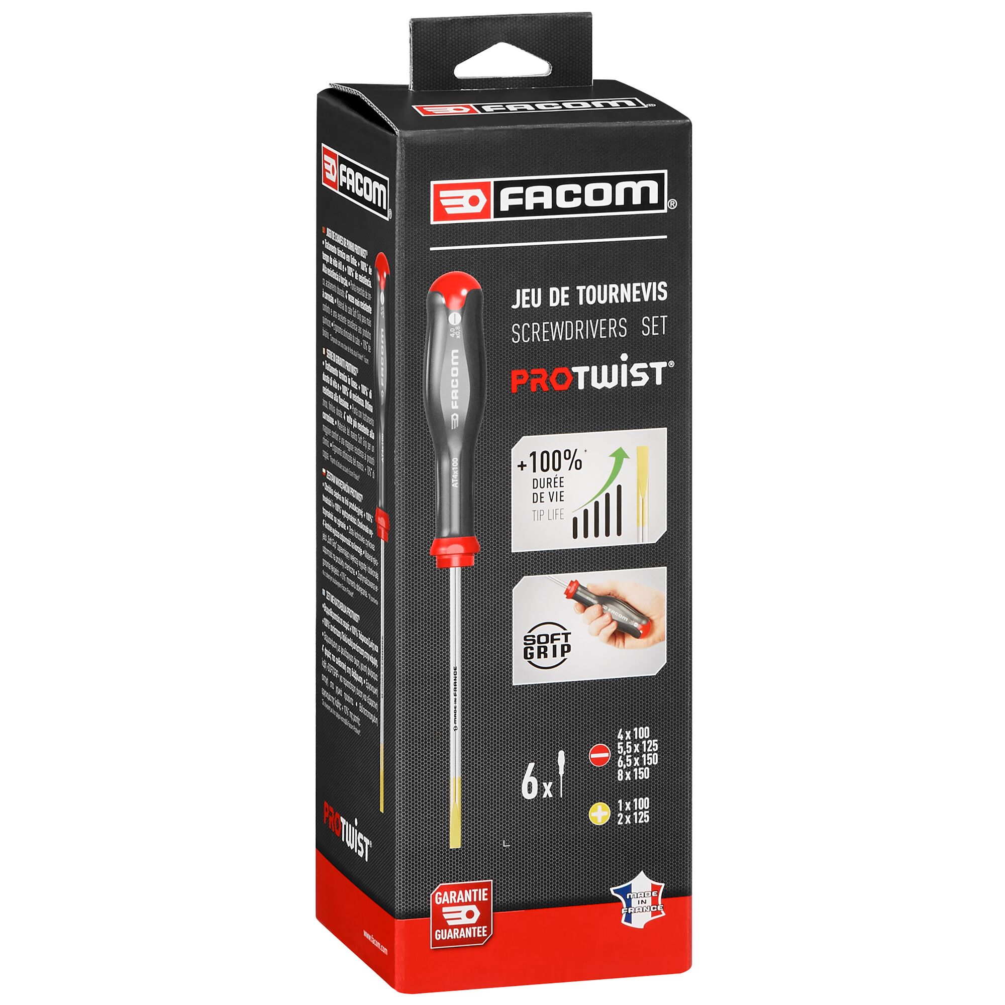 atpj6pb Facom Phillips, Slotted Standard Screwdriver Set, 6-Piece