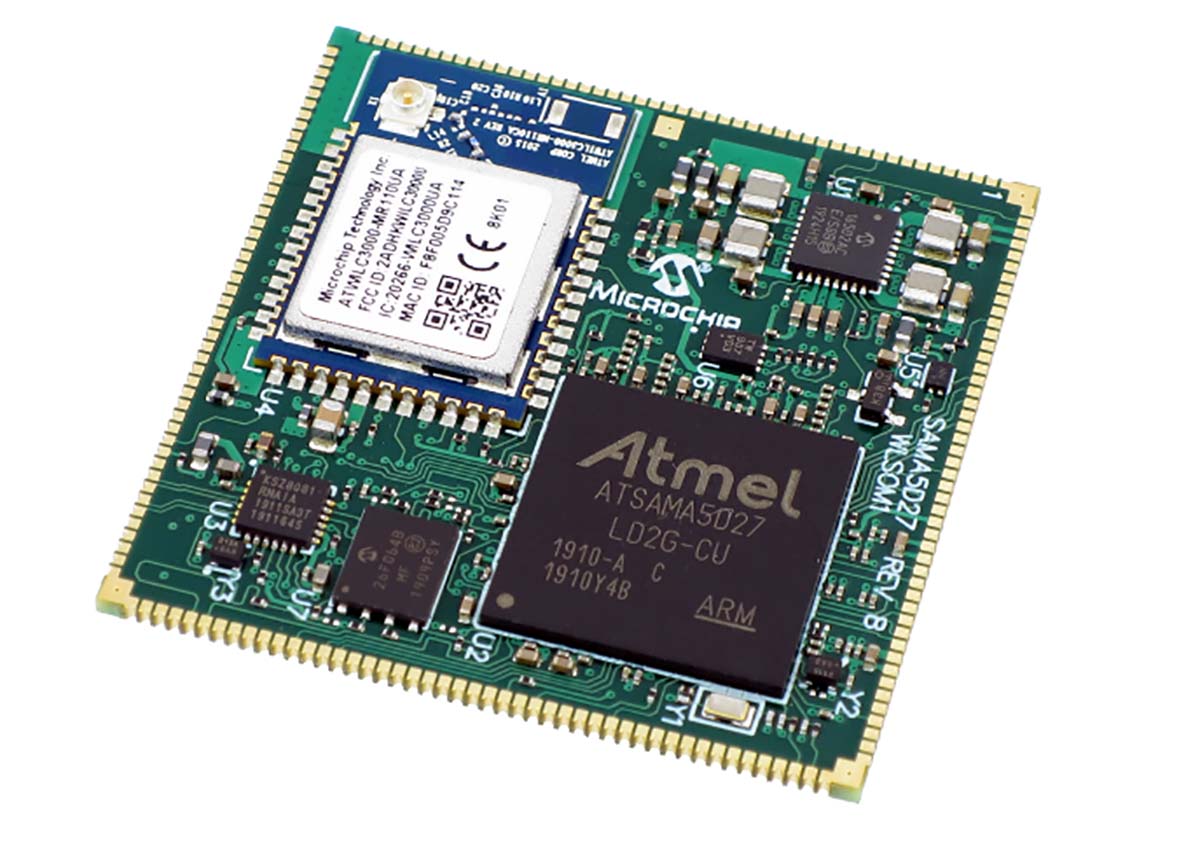 Microchip ARM Cortex A5 Microprocessor ATSAMA5D27-WLSOM1 32 bit ARM 500 MHz 188-Pin SIP