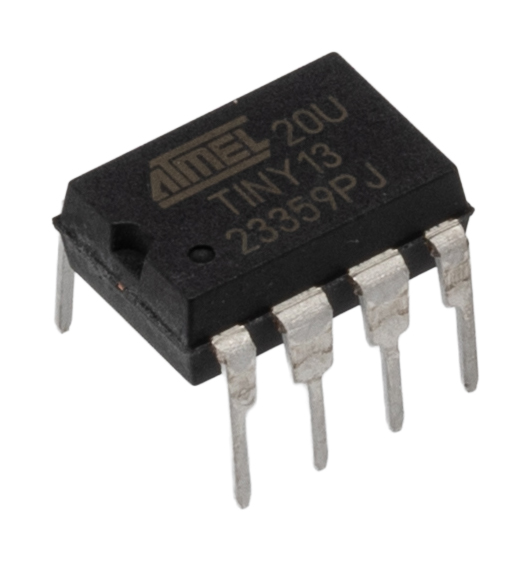 Microchip ATTINY13-20PU, 8 bit AVR, ATTINY13 Microcontroller, 20 MHz, 1kB FLASH, 8-Pin PDIP