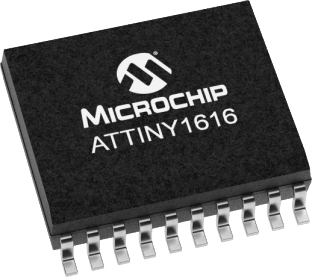 Microchip, 8 bit AVR, ATTINY1616 Microcontroller, 16 MHz, 16kB FLASH, 20-Pin SOIC