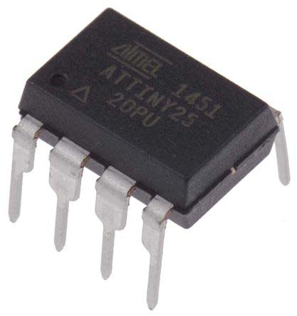 Microchip ATTINY25-20PU, 8 bit AVR, ATTINY25 Microcontroller, 20 MHz, 2kB FLASH, 8-Pin PDIP
