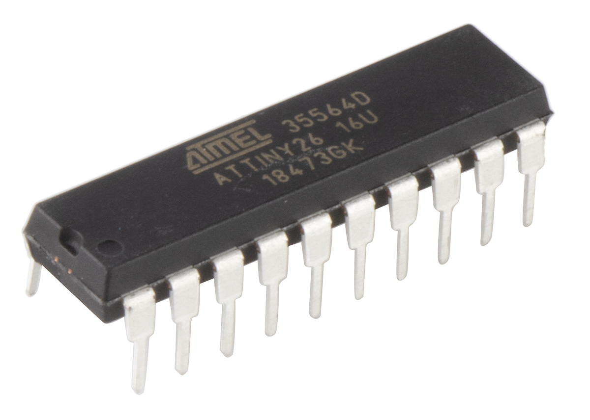 Microchip ATTINY26-16PU, 8 bit AVR, ATTINY26 Microcontroller, 16 MHz, 2kB FLASH, 20-Pin PDIP