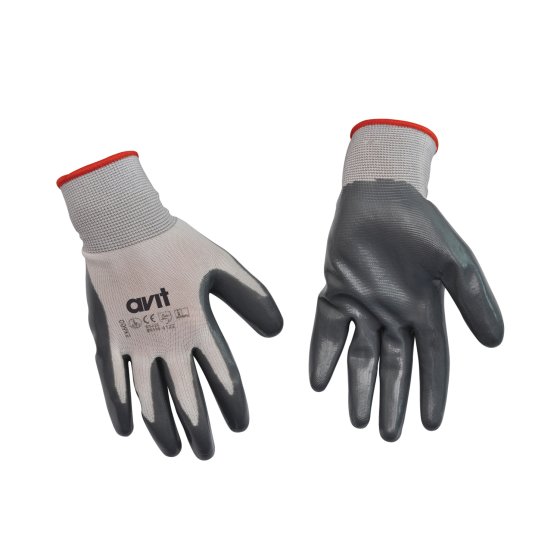 Avit AV13073 Grey Nylon Glove, Size 10, Nitrile Coating