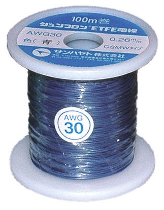 Sunhayato JUNFLON Series Blue 0.05 mm² Hook Up Wire, 30 AWG, 100 m, Ethylene Tetrafluoroethylene, AWG30-100-U