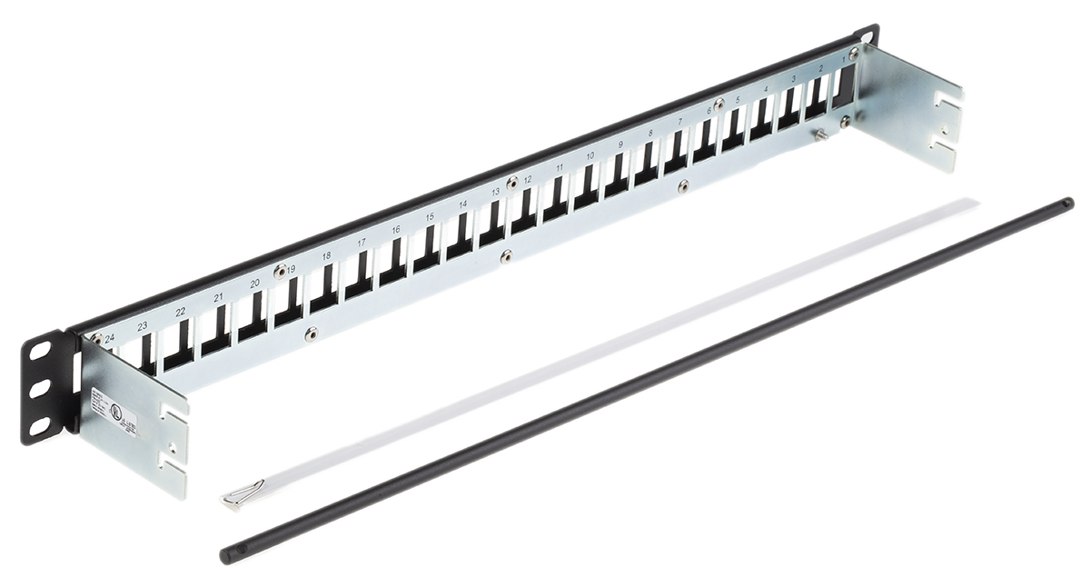 ax106902 Belden KeyConnect Series Cat6, Cat5e 24 Port Keystone Patch Panel Shielded 1 U Black