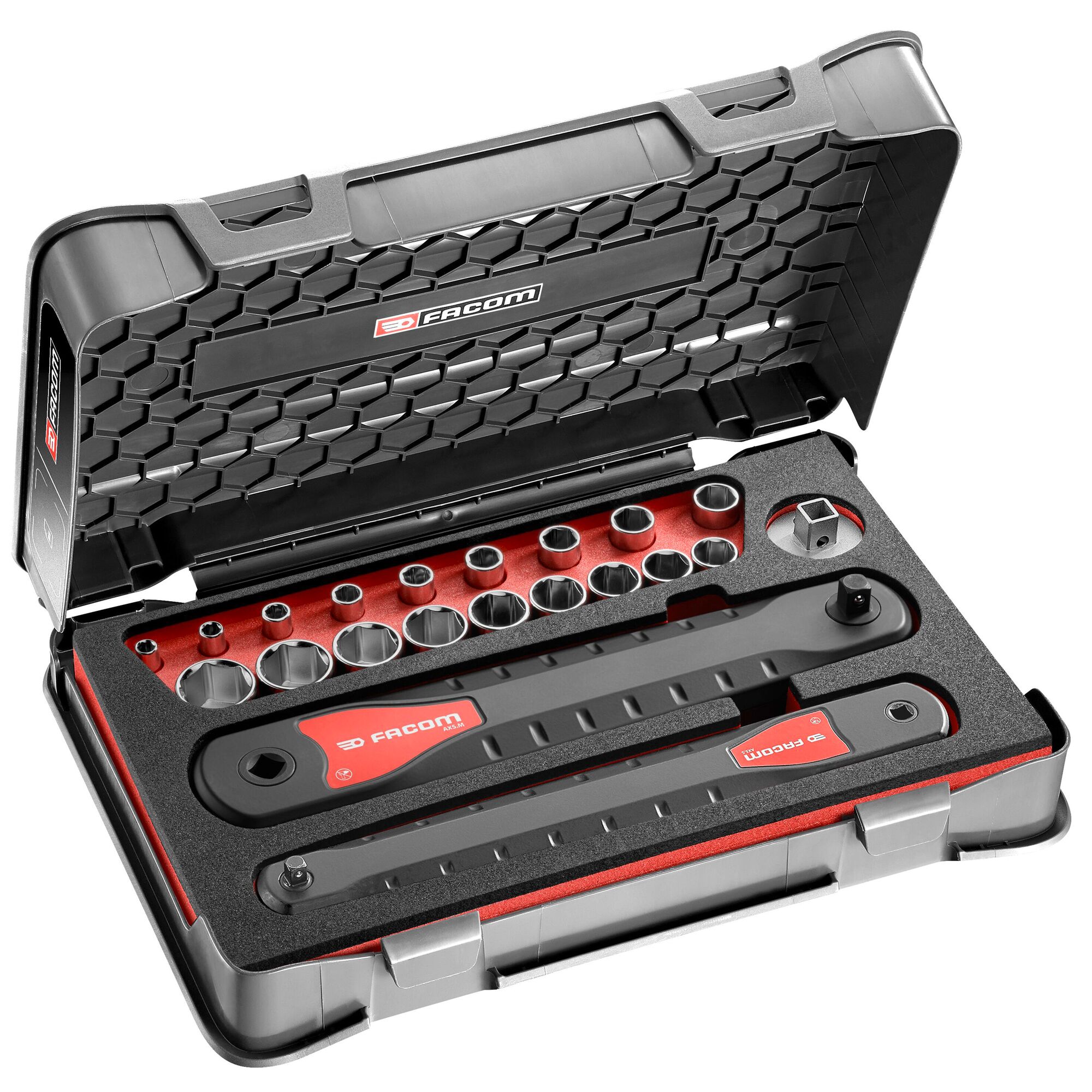 Facom 21-Piece 3/8 in 6 Point Extension & Socket Set