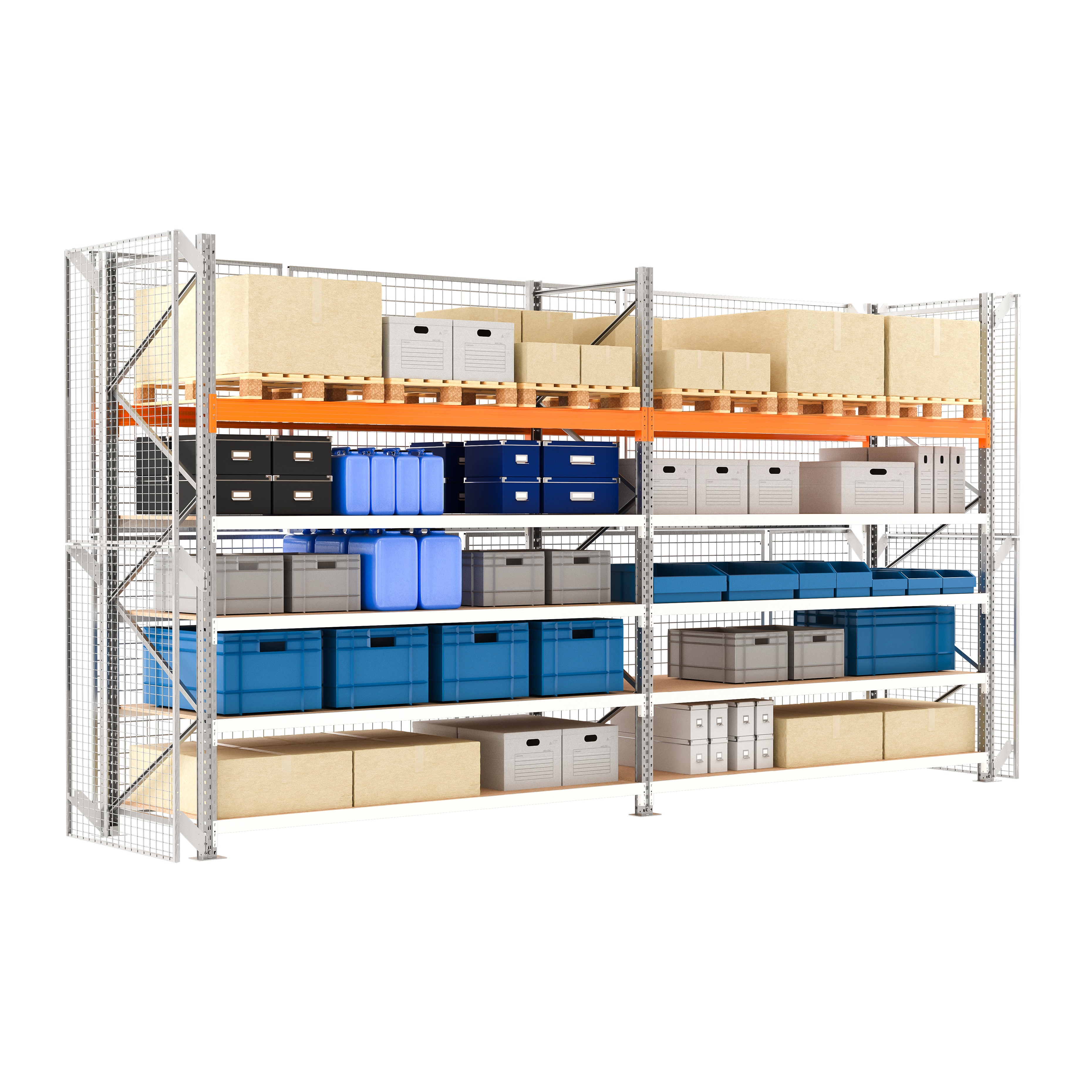 axzhybrsec3018d1s Manorga Galvanised Sheet Steel Shelving System, 8 m, 1100 mm, 1000 kg Load