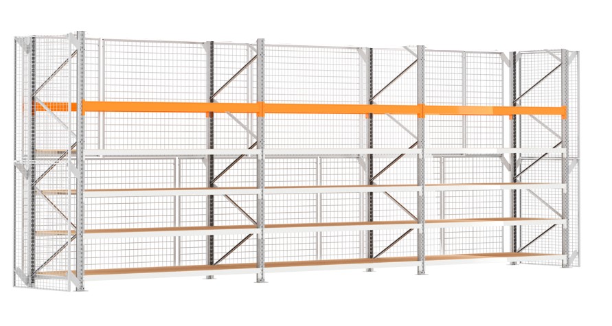 Manorga Galvanised Sheet Steel Shelving System, 8 m, 1100 mm, 1000 kg Load