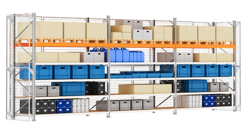 axzhybrsec3027d2s Manorga Galvanised Sheet Steel Shelving System, 8 m, 1100 mm, 1000 kg Load