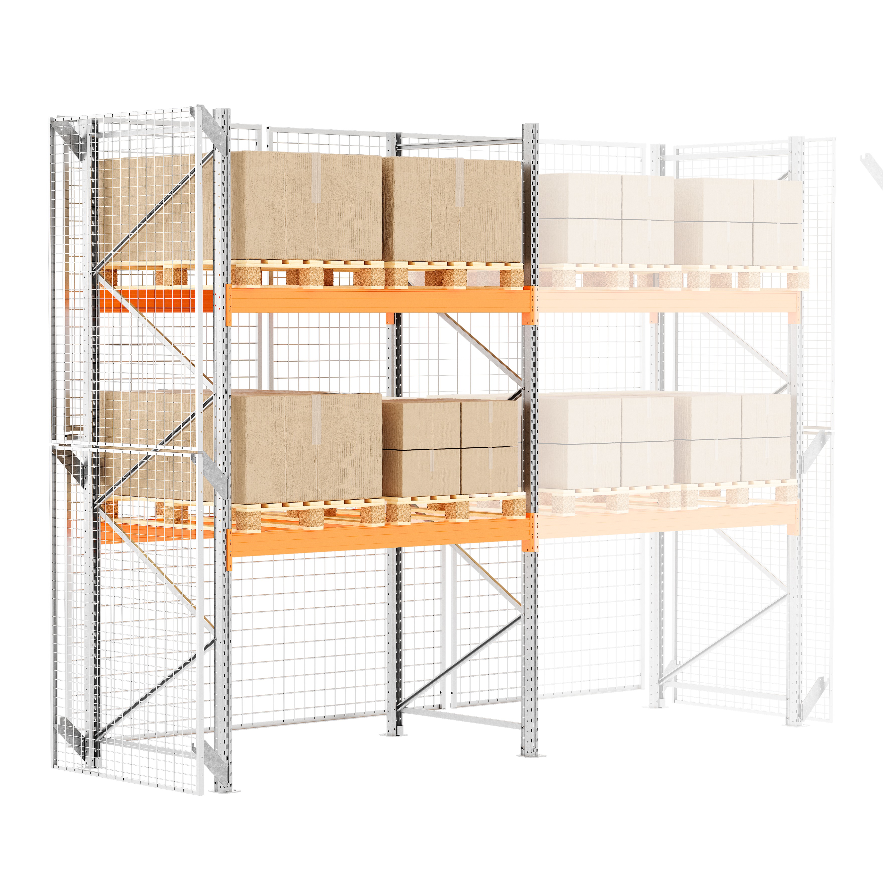 axzracksec3036ed1 Manorga Galvanised Sheet Steel Shelving System, 3000 mm x 3600mm, 1100 mm, 1000 kg Load