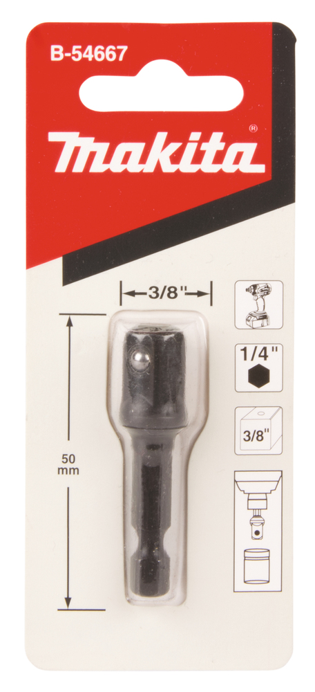 b-54667 Makita 3/8 in Square Adapter, 50 mm Overall