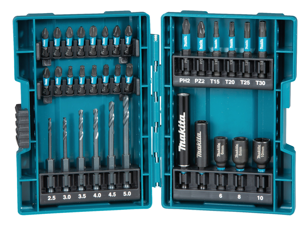 Makita Hex, Phillips, Pozidriv, Torx Drill & Screwdriver Bit Set 33 Pieces