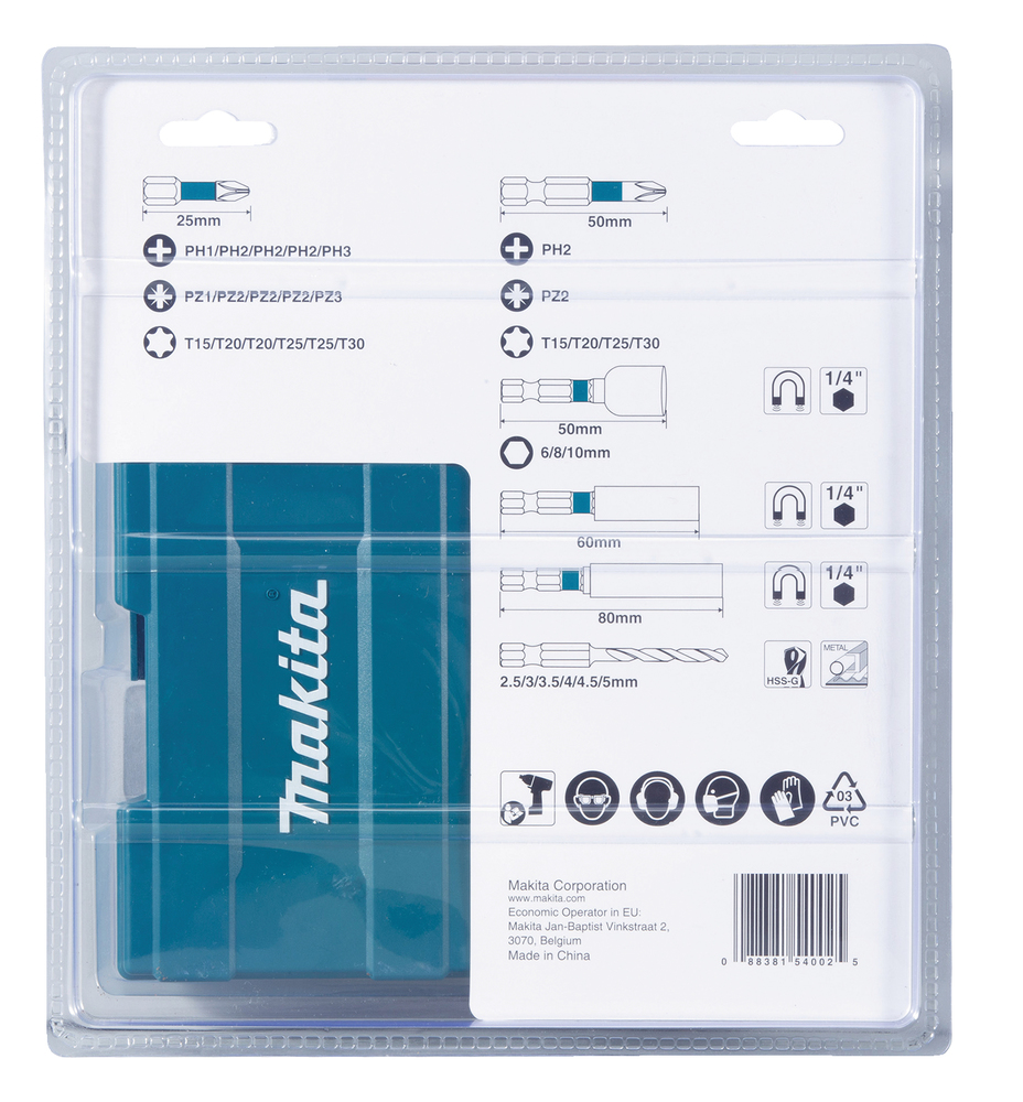 b-66896 Makita Hex, Phillips, Pozidriv, Torx Drill & Screwdriver Bit Set 33 Pieces