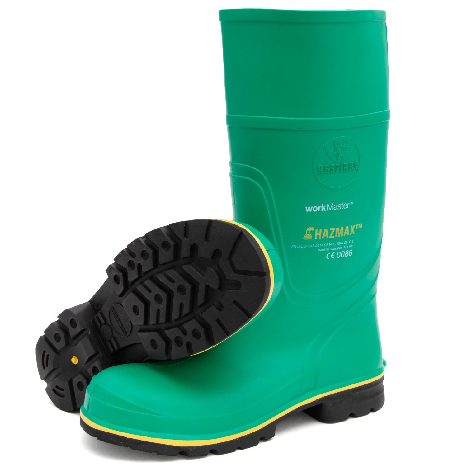 RESPIREX Hazmax Green Steel Toe Capped Unisex Safety Boots 11, EU 45 EN 943-1