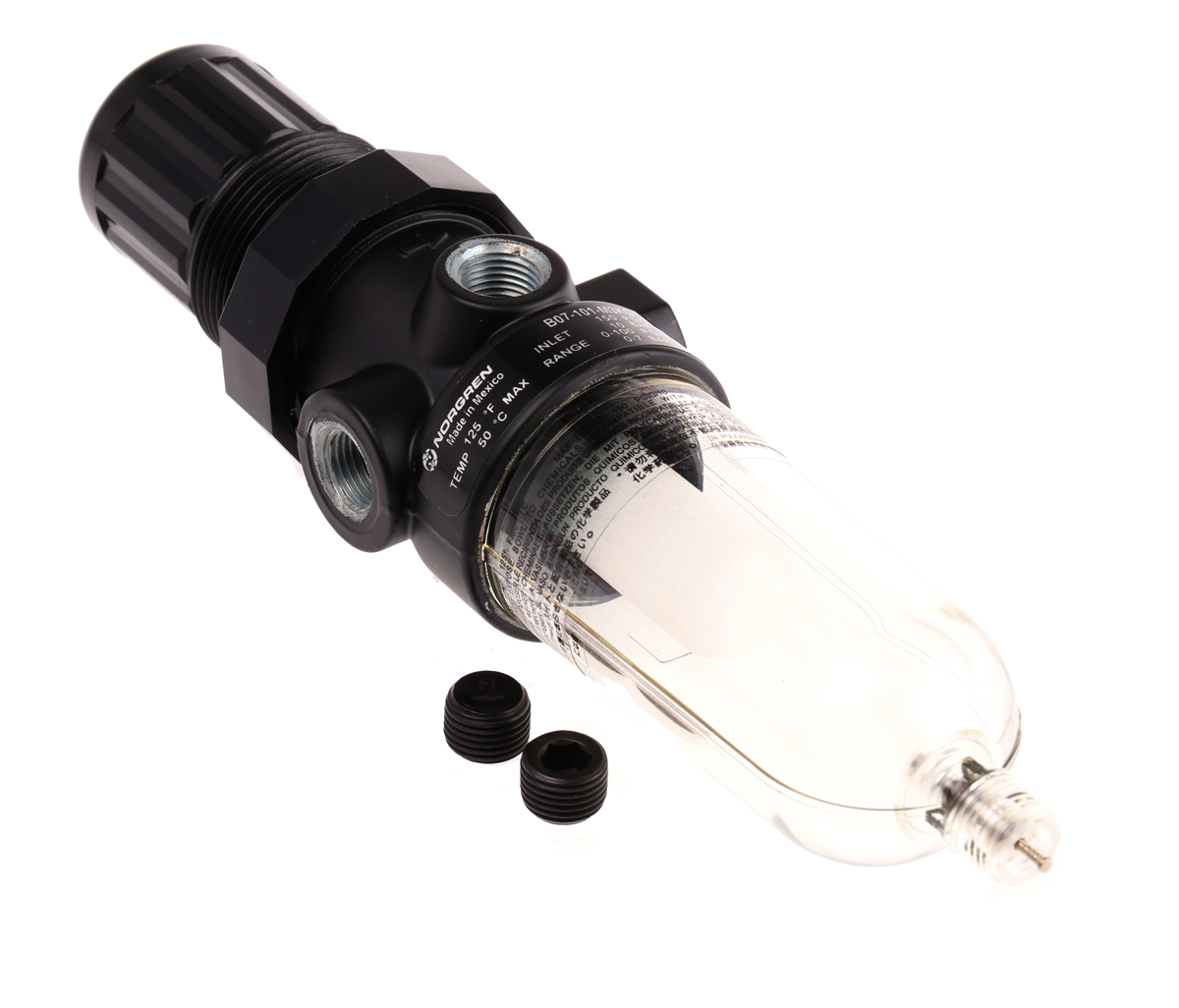 b07-101-m3kg Norgren B07 Filter Regulator, 40 μm, 1/8 in, Manual, 10 bar
