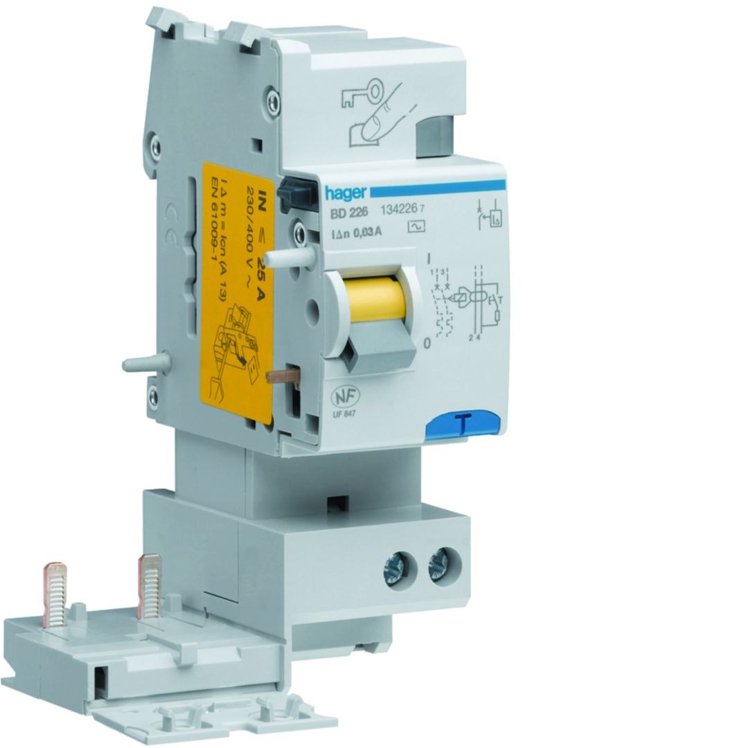 Hager BD Series RCCB, 40A, 2 Pole, 30mA, Type A-HI, 230V