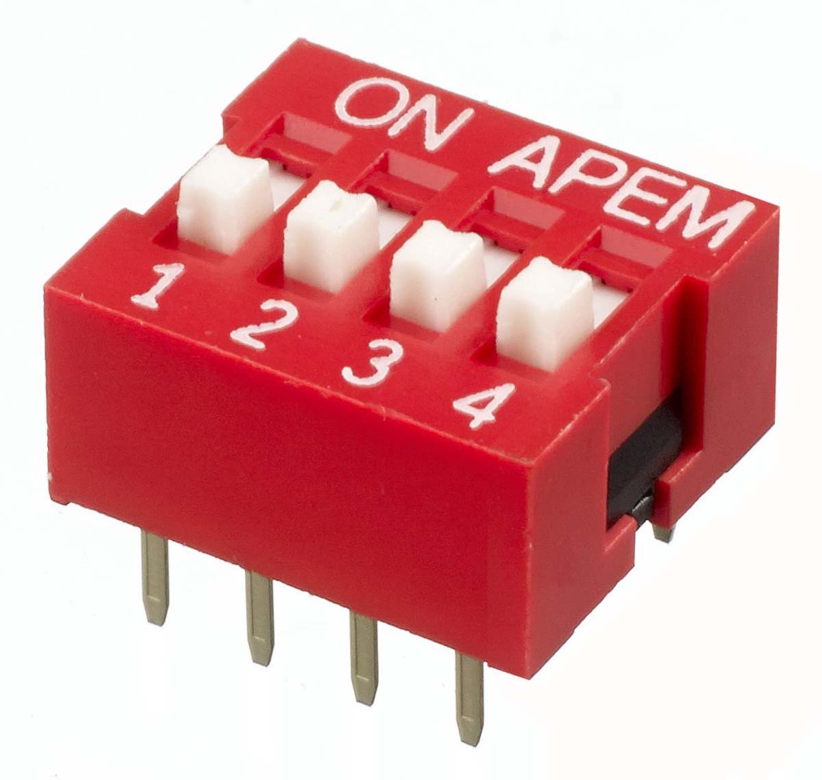 APEM 4 Way Through Hole DIP Switch SPST, Raised Actuator