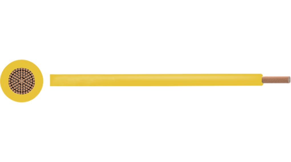 RND RND 475 Series Yellow 0.75 mm² Hook Up Wire, 18 AWG, 100m, LSZH Insulation, RND 475-00186