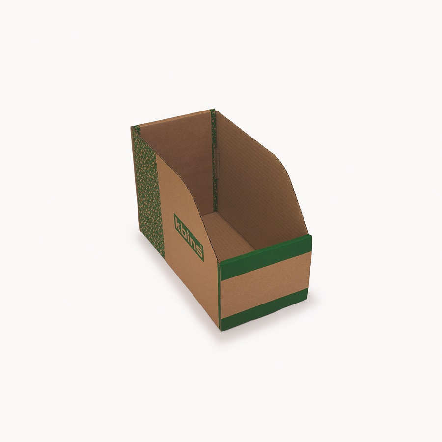 Kbins Cardboard Recycle Bin, 300 mm x 150 mm x 200 mm, Green, White
