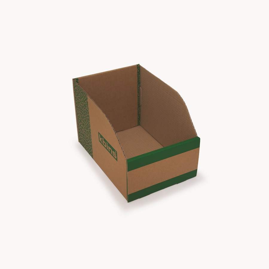 Kbins Cardboard Recycle Bin, 300 mm x 200 mm x 200 mm, Green, White