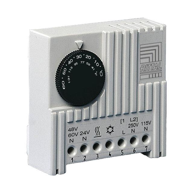 3110000 Rittal, Enclosure Thermostat, Adjustable, Changeover, DIN Rail, 230 V ac, 24 V dc
