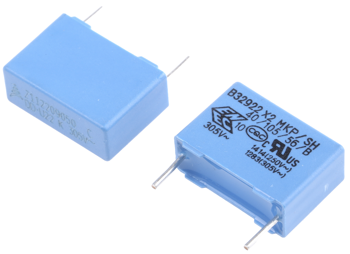 TDK B32922C Film Capacitor 220 nF 305V ac 305 V dc, Through Hole 2