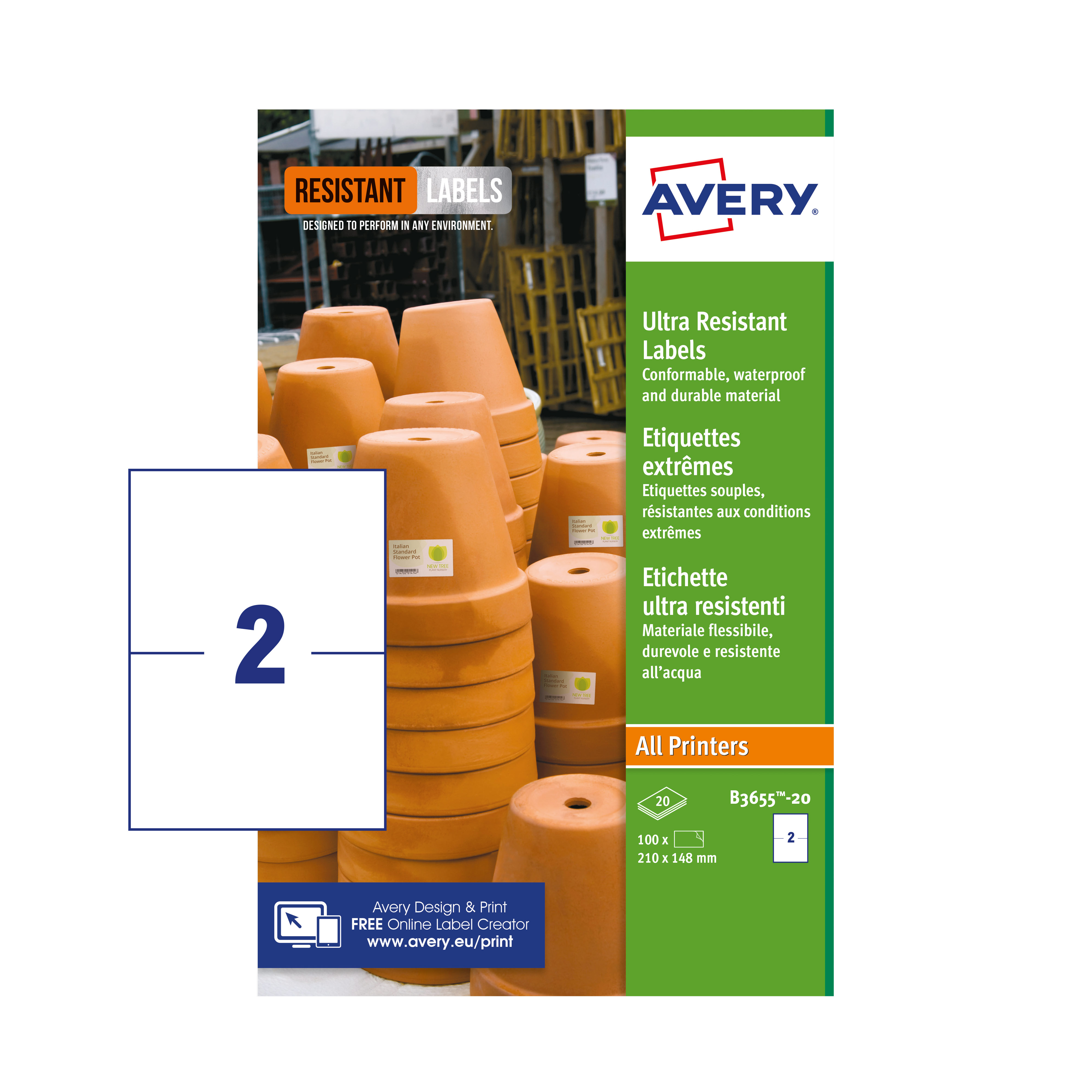 b3655-20 Avery White Printer Label
