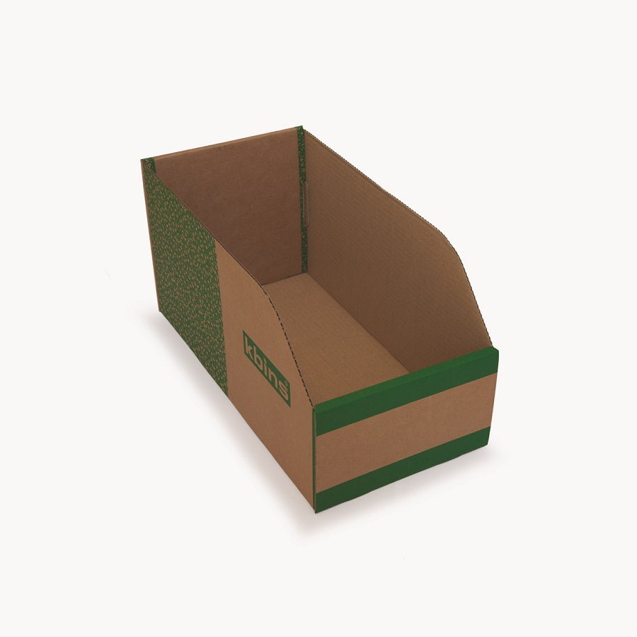 Kbins Cardboard Recycle Bin, 400 mm x 200 mm x 200 mm, Green, White