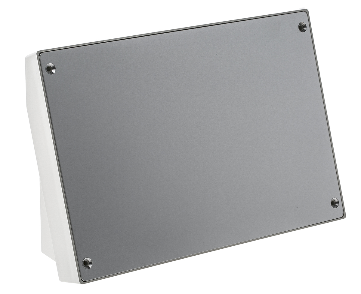 OKW Datec Series White, Grey ABS Desktop Enclosure Sloped Front, 264 mm 86 mm, 180 mm