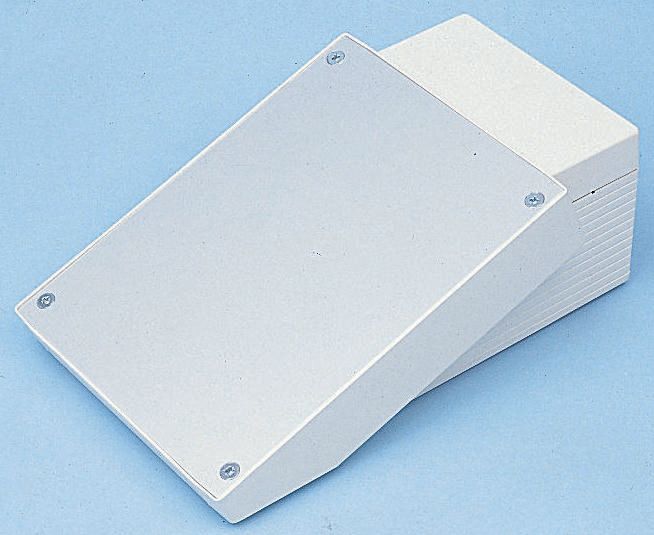 OKW Datec Series White, Grey ABS Desktop Enclosure Sloped Front, 302 mm 101 mm, 272 mm