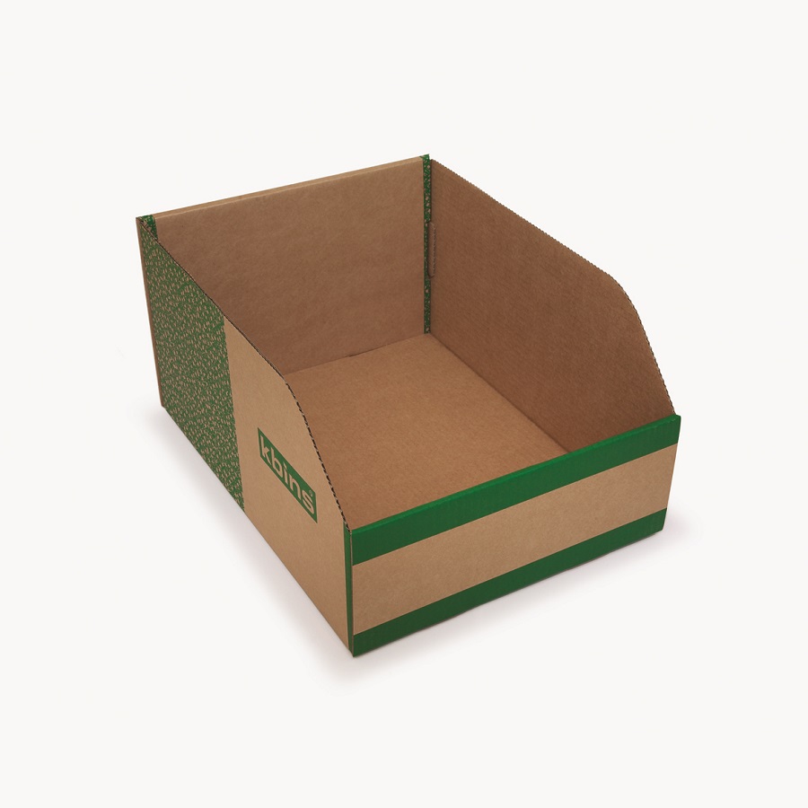 Kbins Cardboard Recycle Bin, 400 mm x 300 mm x 200 mm, Green, White