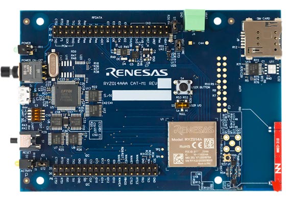 ryz014a-na-evk Renesas Electronics Evaluation Kit for RYZ014A Cat-M1 Module (North America Version) Dual LTE (Cat M1 and NB-IoT)