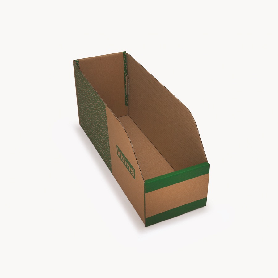 Kbins Cardboard Recycle Bin, 450 mm x 150 mm x 200 mm, White, Green