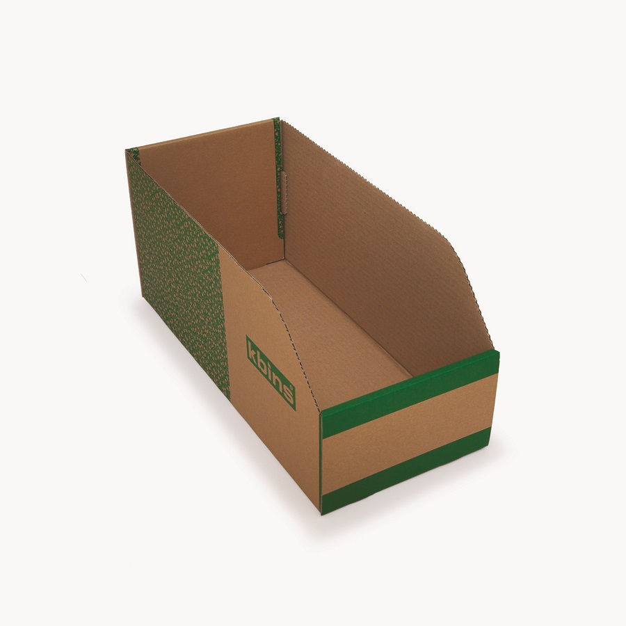 Kbins Cardboard Recycle Bin, 450 mm x 200 mm x 200 mm, White, Green