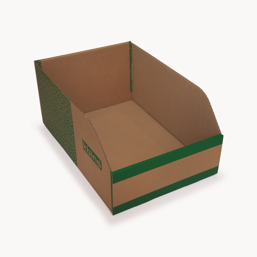 Kbins Cardboard Recycle Bin, 450 mm x 300 mm x 200 mm, White, Green