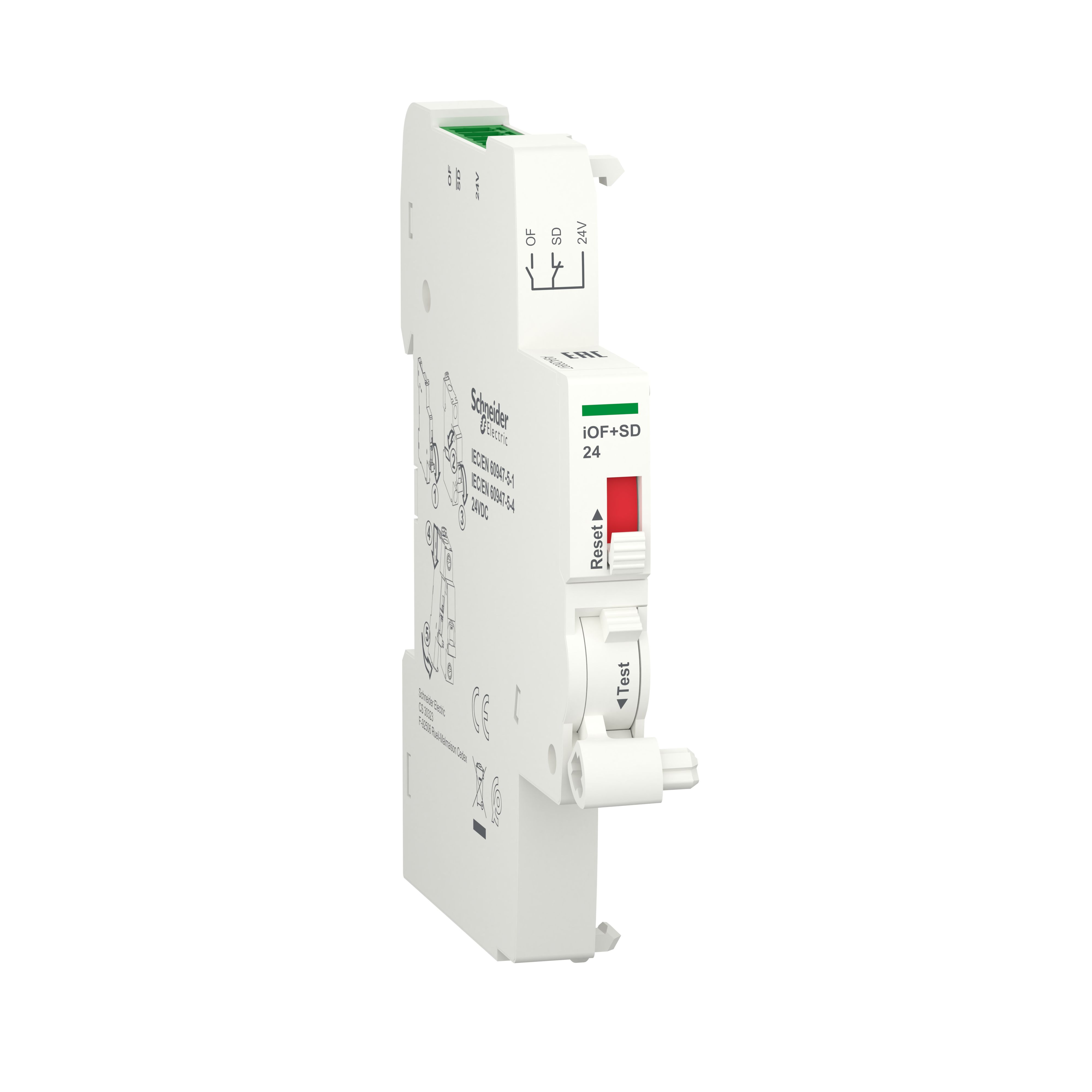 a9a26897 Schneider Electric Auxiliary Contact, 2 Contact, 1NC + 1NO, DIN Rail Mount, Acti 9 iOF