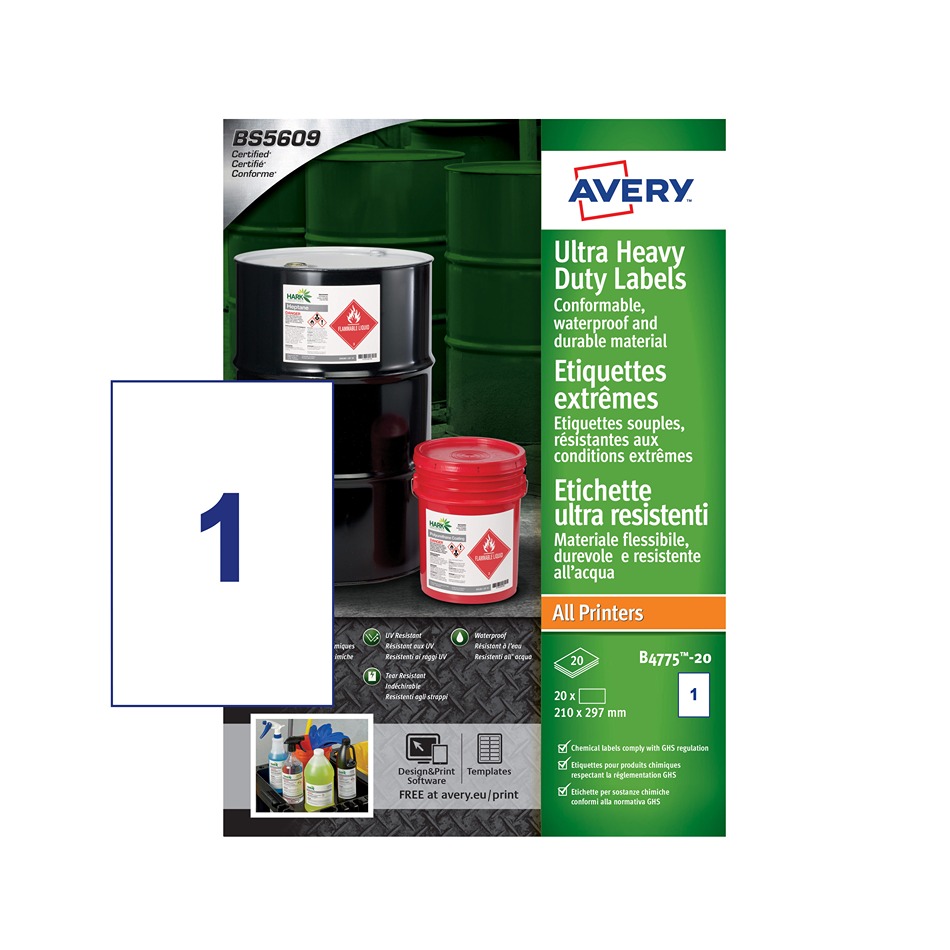 b4775-20 Avery White Printer Label