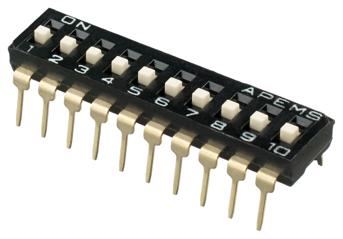 APEM 10 Way Through Hole DIP Switch SPST, Raised Actuator Slide Actuator