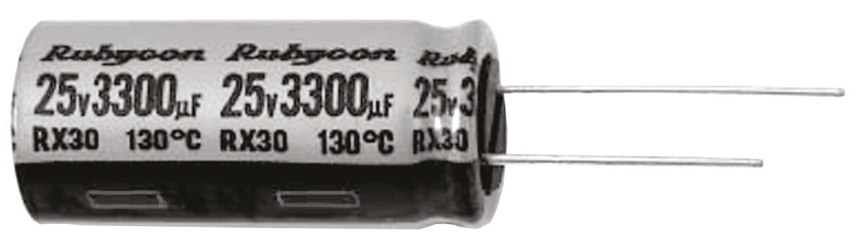 Rubycon 100μF Aluminium Electrolytic Capacitor 63V dc, Radial, Through Hole - 63RX30100M10X16