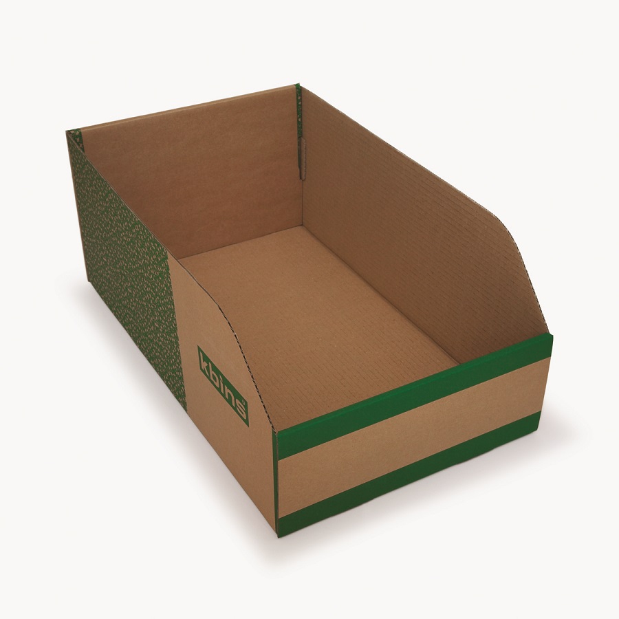 Kbins Cardboard Recycle Bin, 500 mm x 300 mm x 200 mm, White, Green