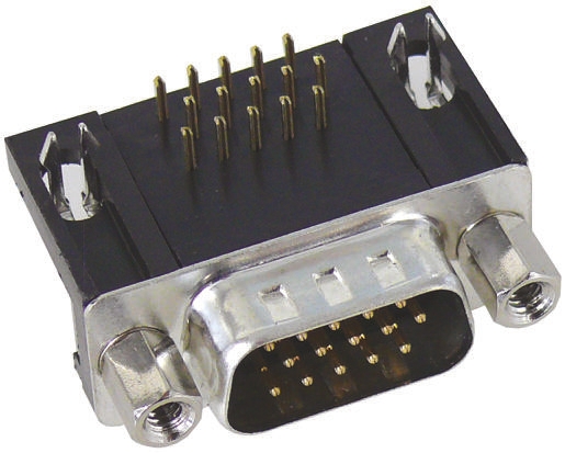 HARTING 44 Way Right Angle Through Hole D-sub Connector Plug, 2.29mm Pitch, with 4-40 UNC Female Screwlocks, Boardlocks