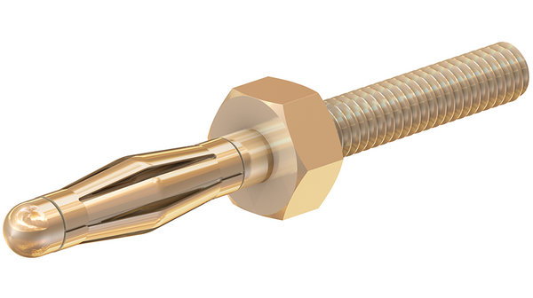 Staubli Gold Plug Banana Plug, 2mm Connector, Screw Termination, 25A, Gold Plating