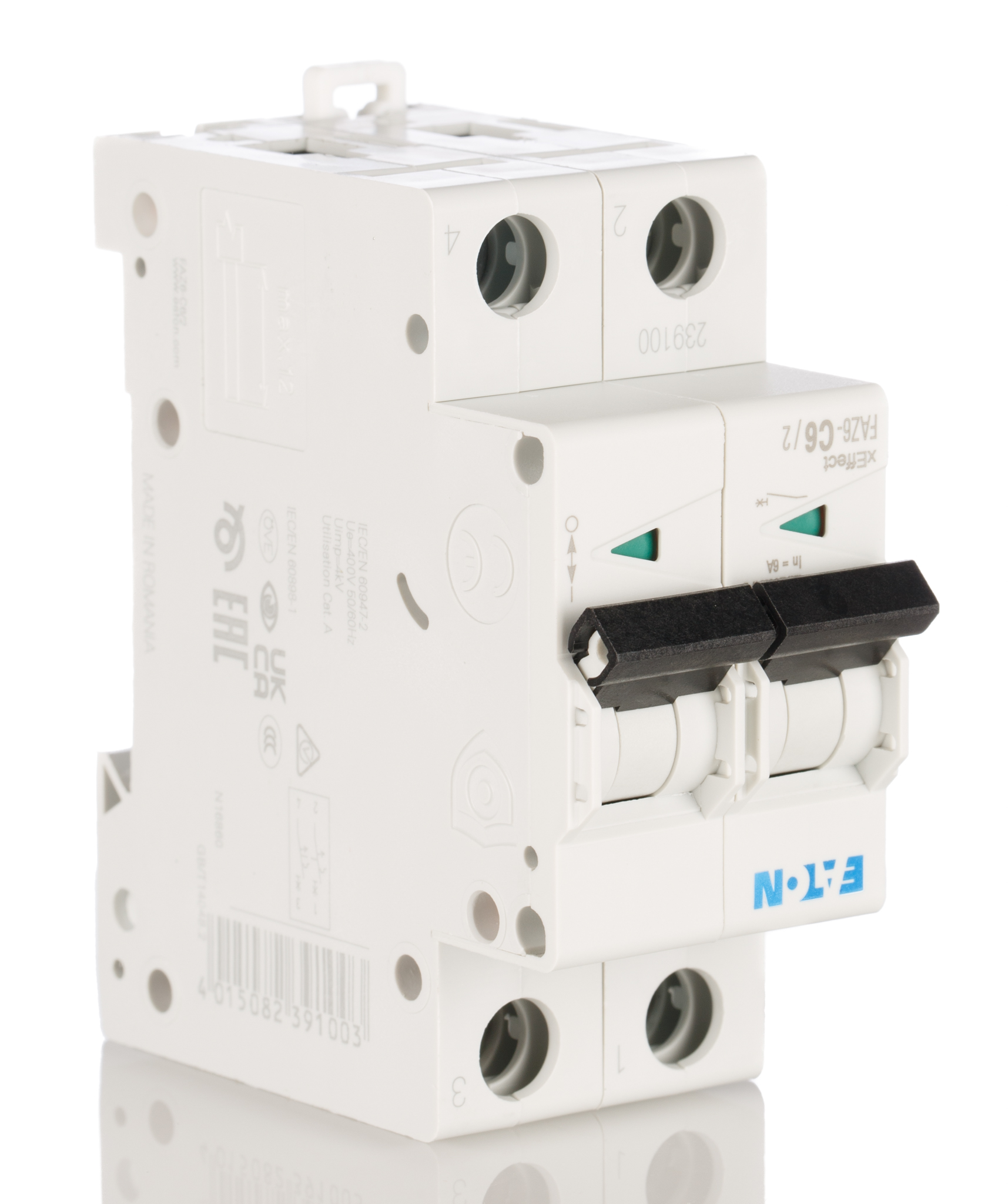 Eaton xEffect MCB, 2P, 6A Curve C, 230 → 400V AC, 6 kA Breaking Capacity