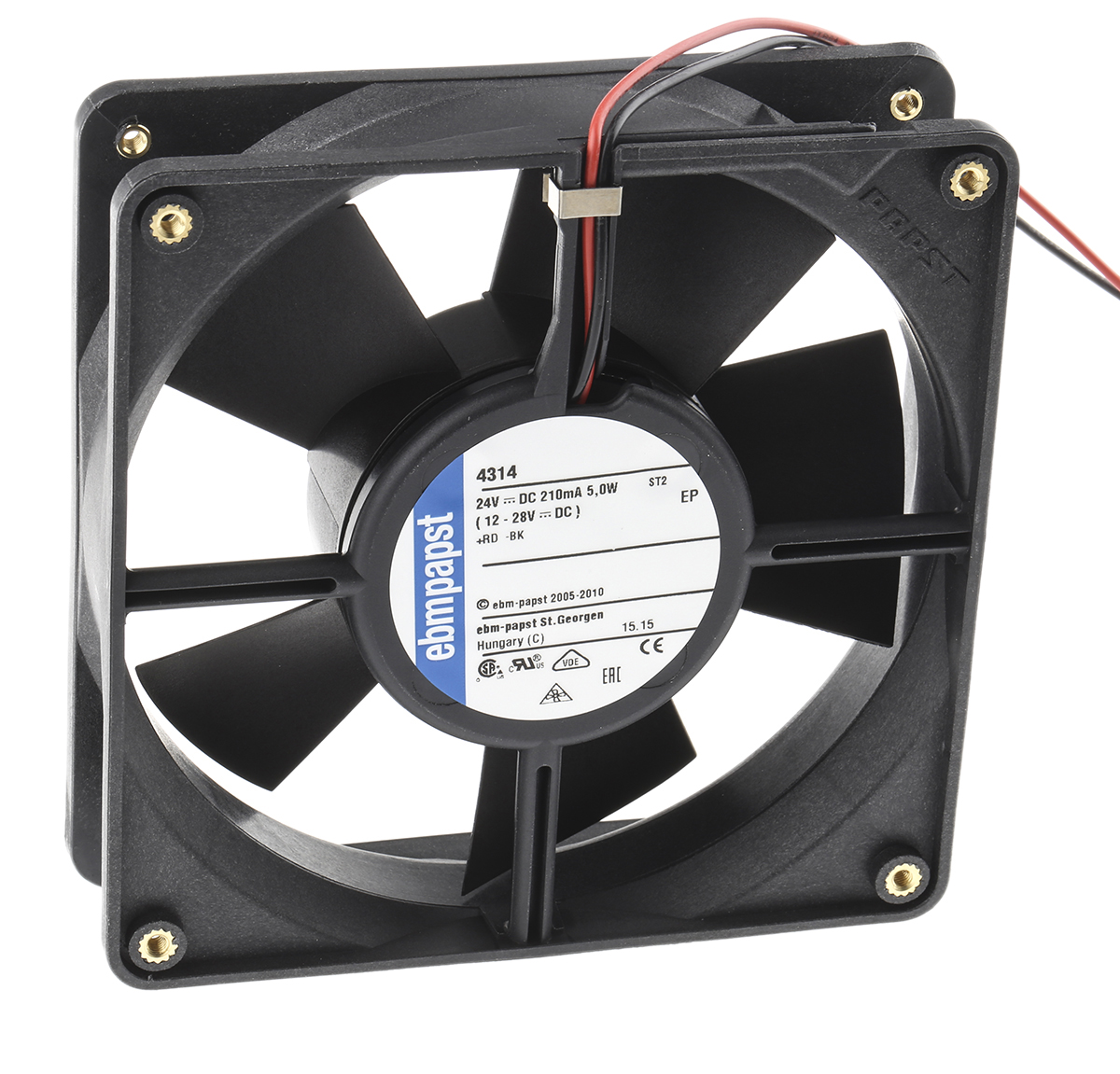ebm-papst 4300 Series Axial Fan, 24 V dc, DC Operation, 170m³/h, 5W, 119 x 119 x 32mm