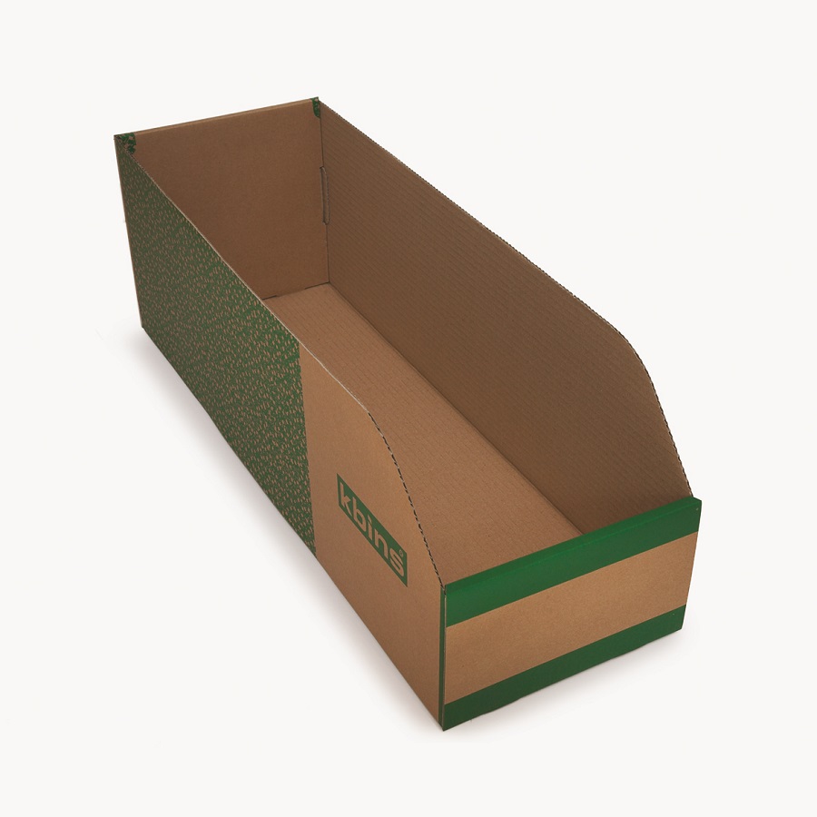 Kbins Cardboard Recycle Bin, 600 mm x 200 mm x 200 mm, White, Green